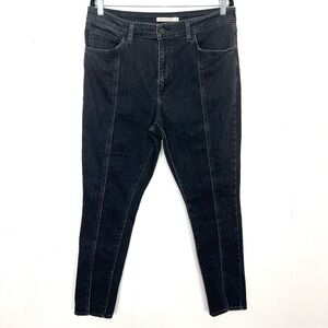 Levi's 721 High Rise Skinny Jeans Size 33 / 16 Faded Black Seamed Split Hem